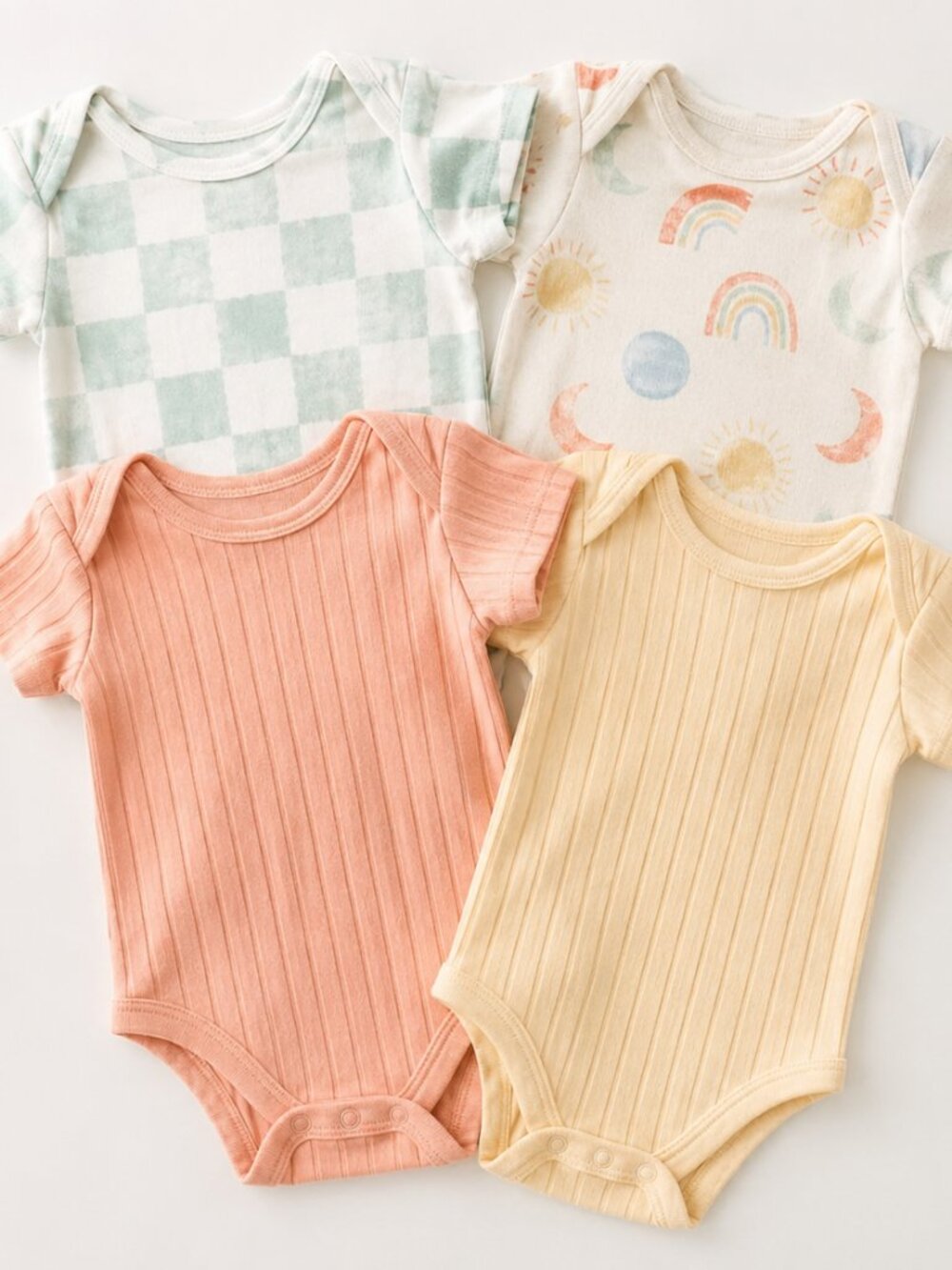 Member's Mark Organic Cotton Baby Bodysuit Lot Size 3 Months 4 Pack Ribbed